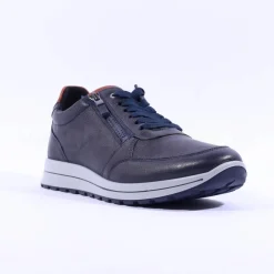Ara Men Matteo Side Zip Wide Fit Shoe - Navy Tan