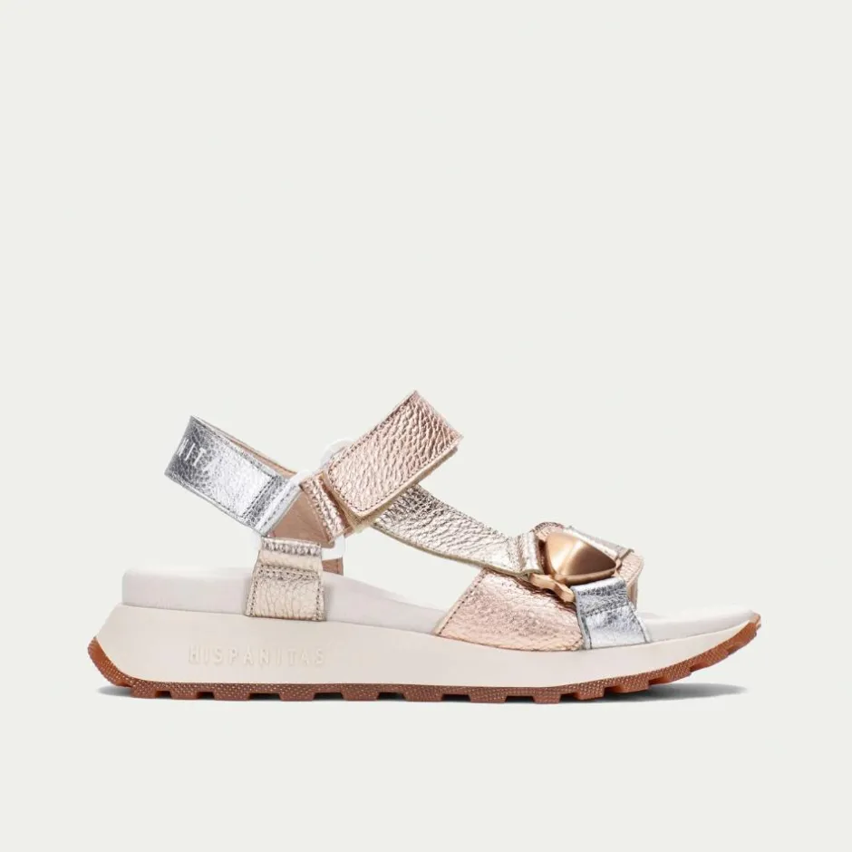 Women Hispanitas Maui Sporty T Bar Sandal - Metallic Combi