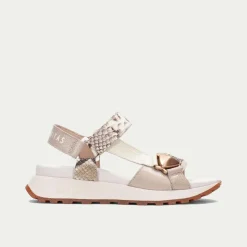Women Hispanitas Maui Sporty T Bar Sandal - Taupe Snake