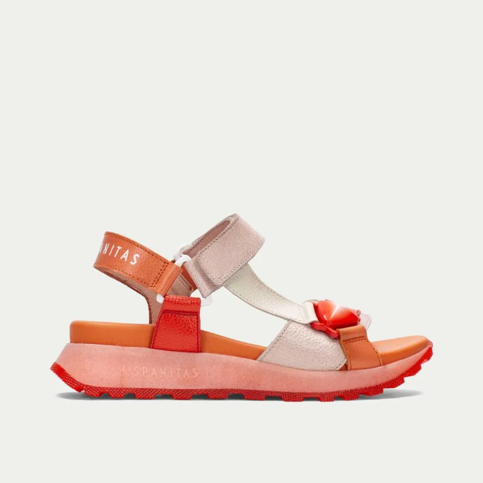Women Hispanitas Maui Sporty T Bar Sandal - Coral