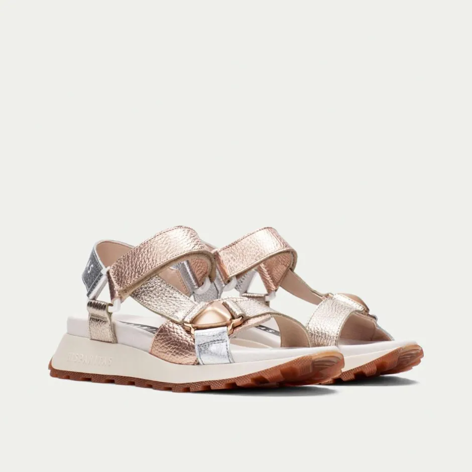 Women Hispanitas Maui Sporty T Bar Sandal - Metallic Combi