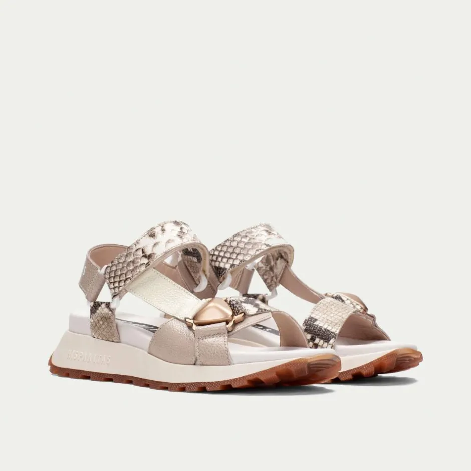 Women Hispanitas Maui Sporty T Bar Sandal - Taupe Snake