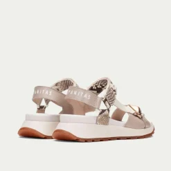 Women Hispanitas Maui Sporty T Bar Sandal - Taupe Snake