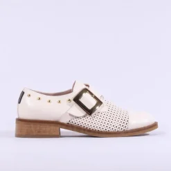 Women Marco Moreo Maura Buckle Punch Loafer - Cream Gold