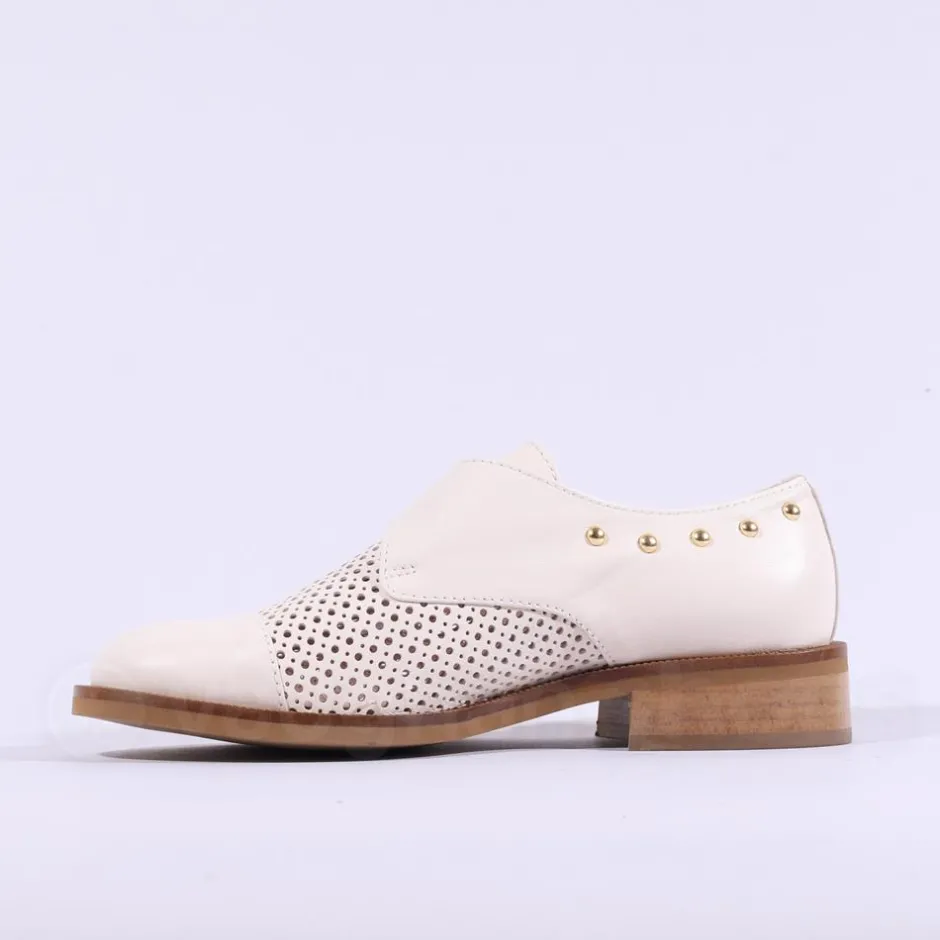 Women Marco Moreo Maura Buckle Punch Loafer - Cream Gold