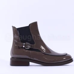 Women Marco Moreo Maura Buckle Strap Ankleboot - Taupe Patent