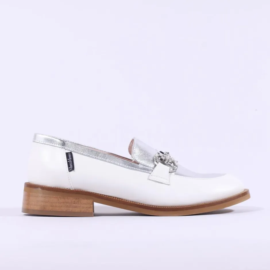 Women Marco Moreo Maura Slip On Link Loafer - Silver White
