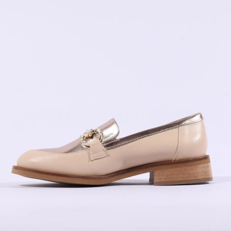 Women Marco Moreo Maura Slip On Link Loafer - Beige Metallic
