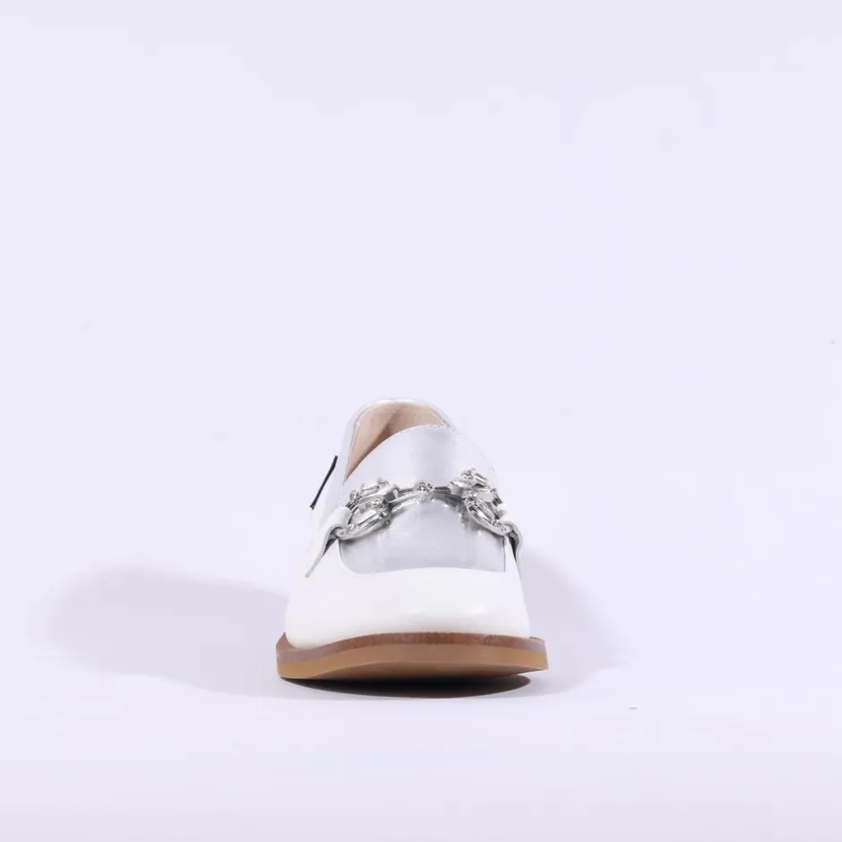 Women Marco Moreo Maura Slip On Link Loafer - Silver White