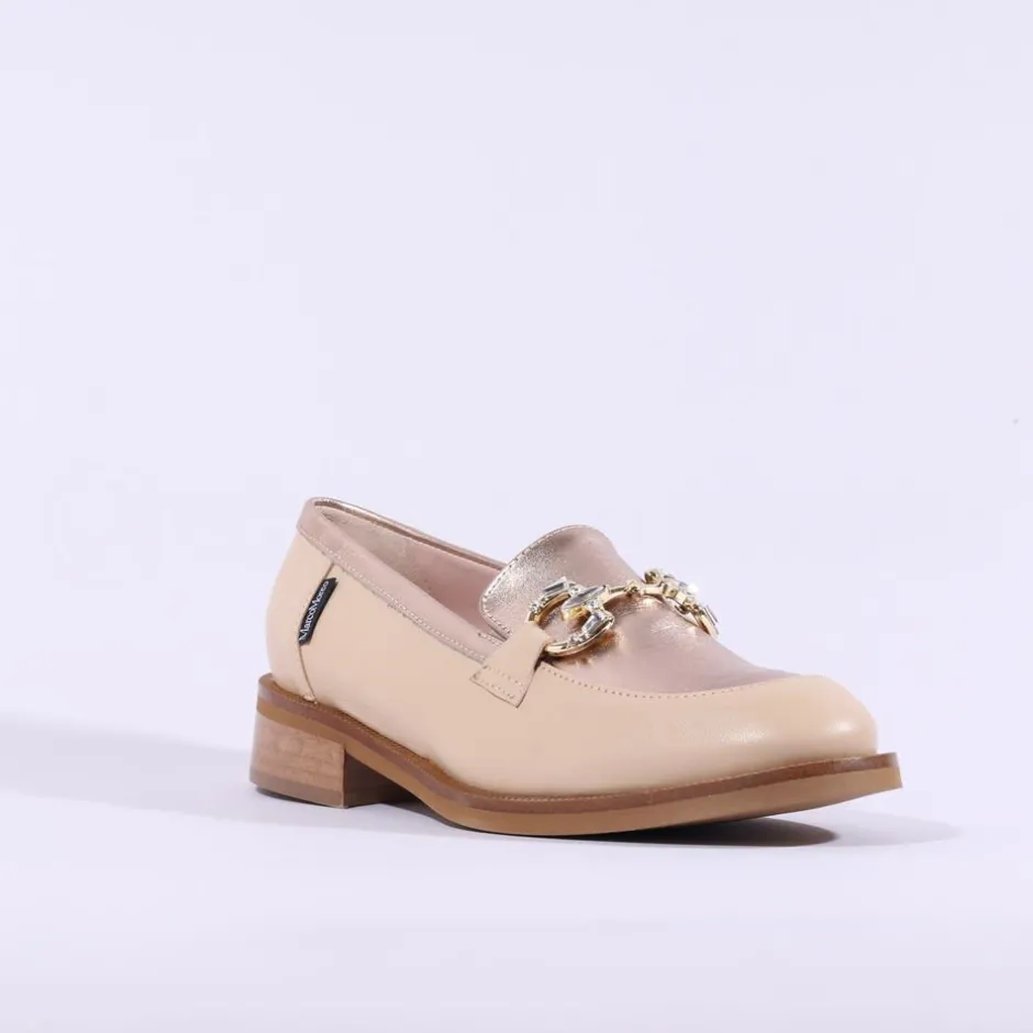 Women Marco Moreo Maura Slip On Link Loafer - Beige Metallic