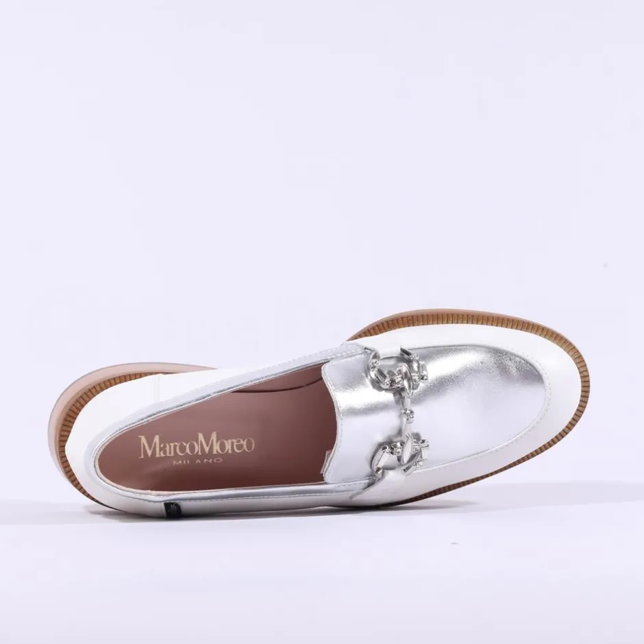 Women Marco Moreo Maura Slip On Link Loafer - Silver White