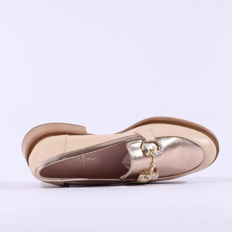 Women Marco Moreo Maura Slip On Link Loafer - Beige Metallic