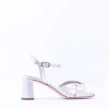 Women Unisa Medway Block Heel Cross Sandal - Silver Leather