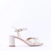 Women Unisa Medway Block Heel Cross Sandal - Gold Leather