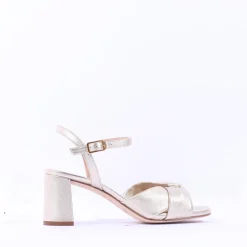 Women Unisa Medway Block Heel Cross Sandal - Gold Leather