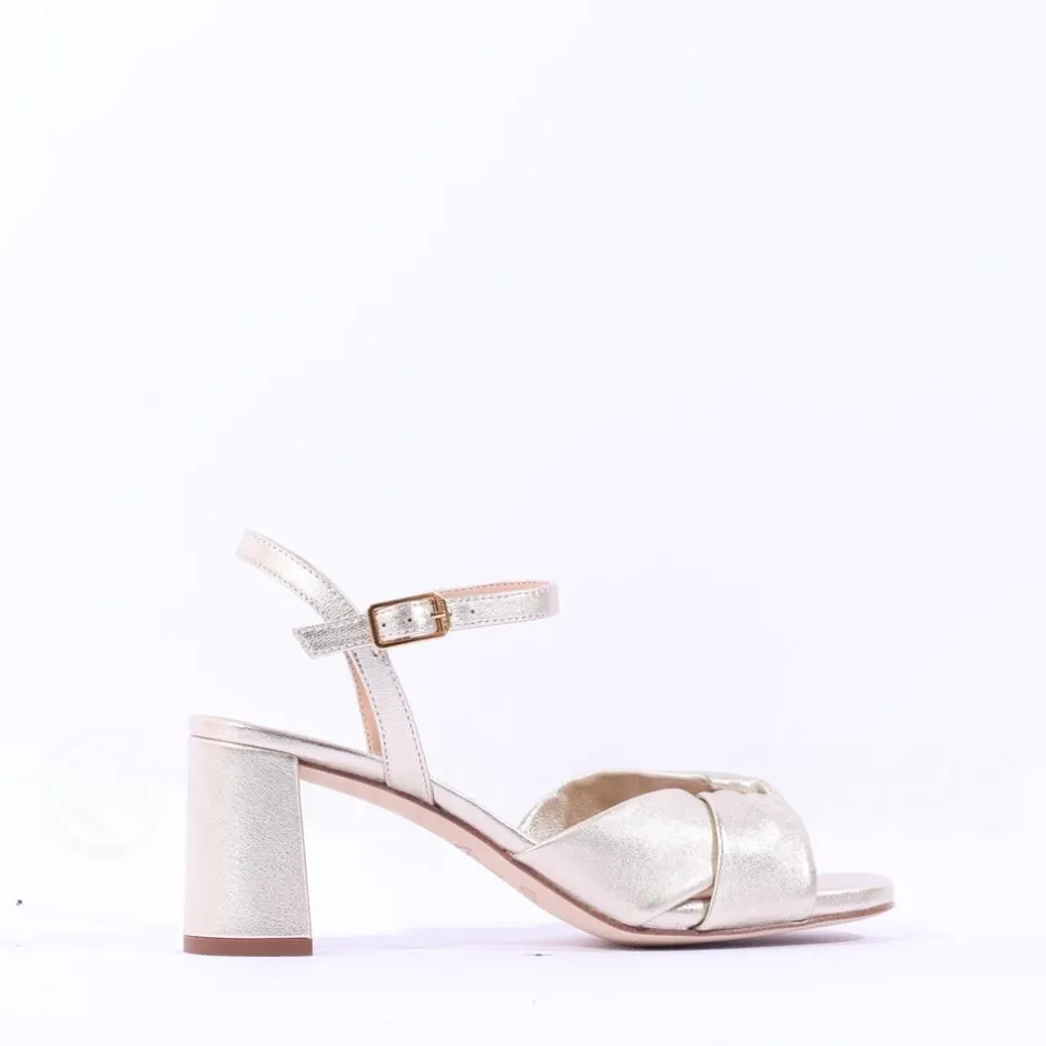 Women Unisa Medway Block Heel Cross Sandal - Gold Leather