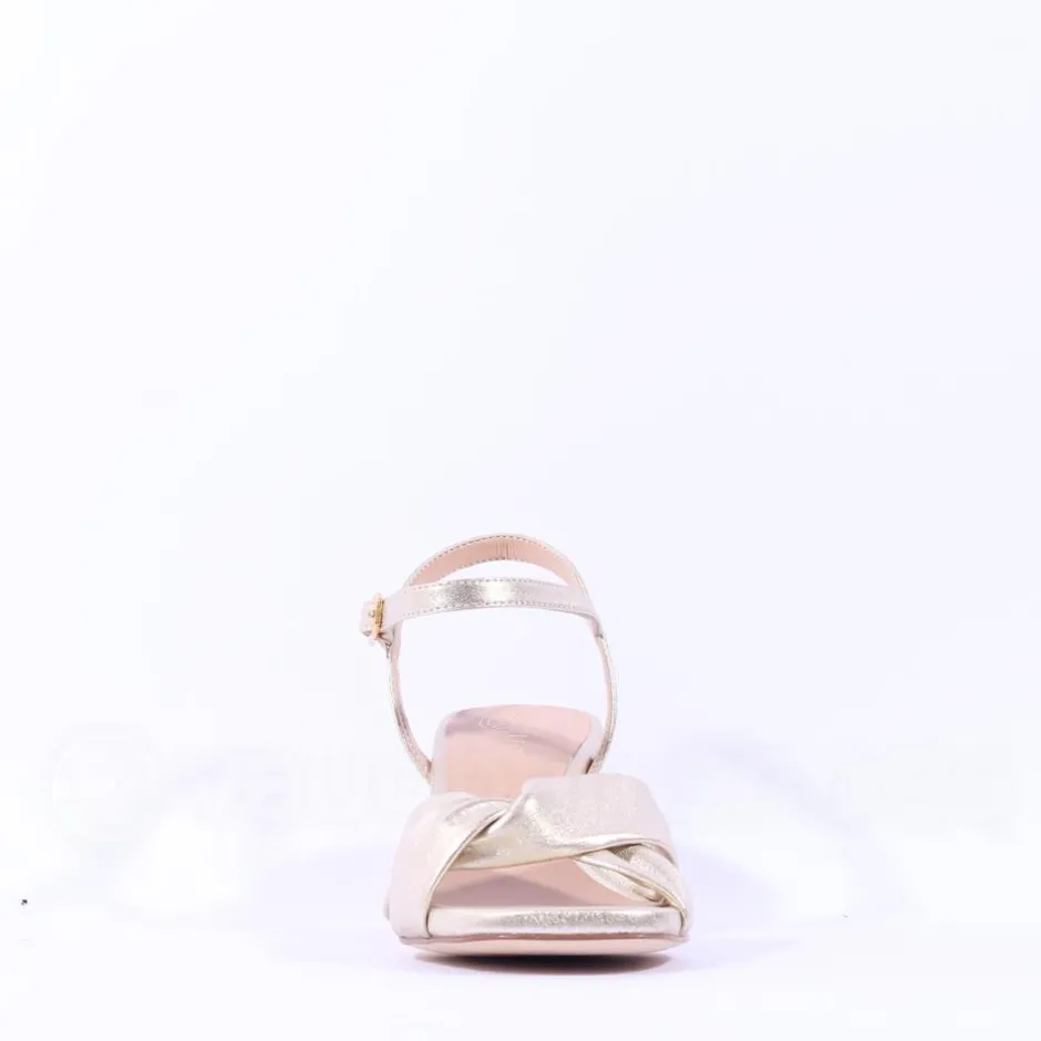 Women Unisa Medway Block Heel Cross Sandal - Gold Leather
