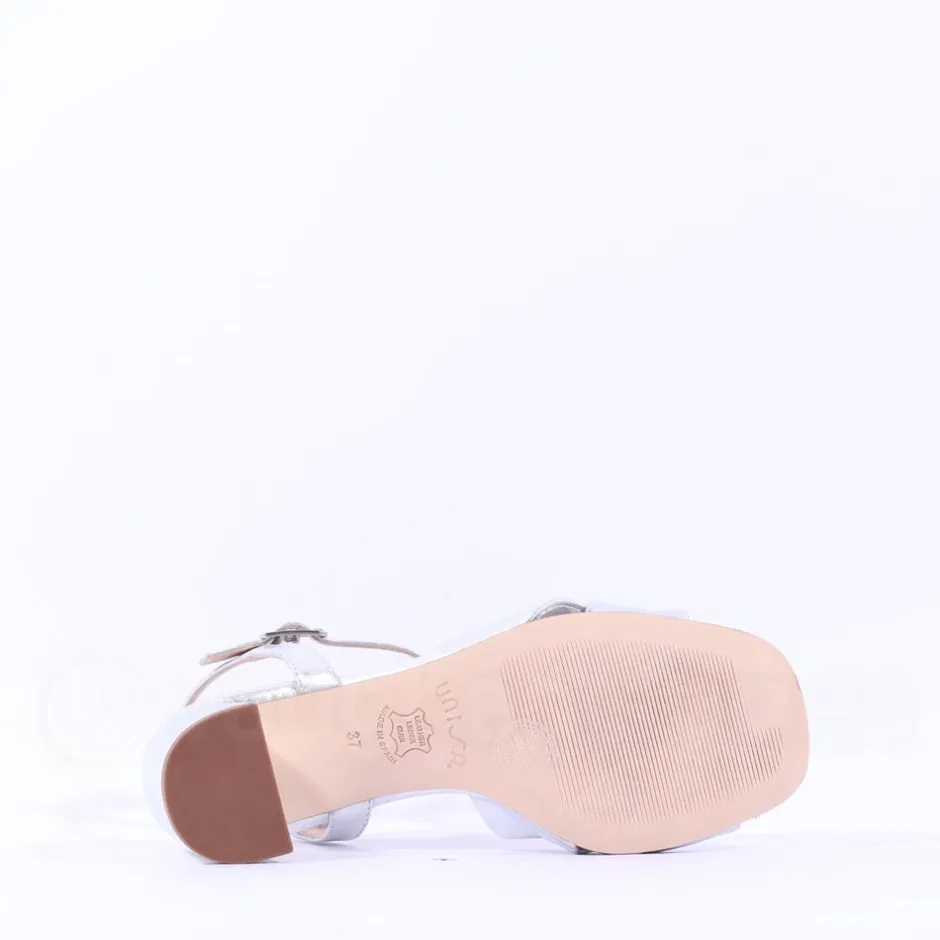 Women Unisa Medway Block Heel Cross Sandal - Silver Leather