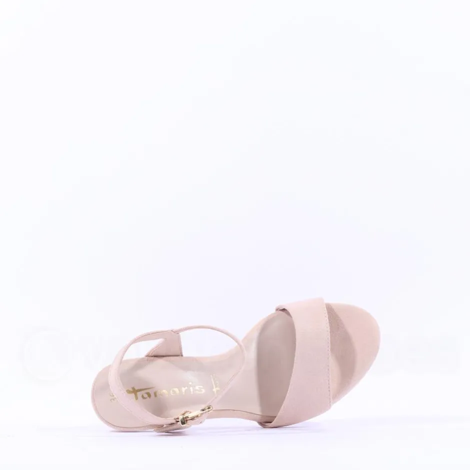 Women Tamaris Meliah Mid Heel Sandal - Beige