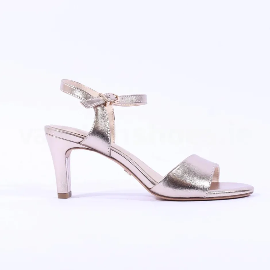 Women Tamaris Meliah Mid Heel Sandal - Gold