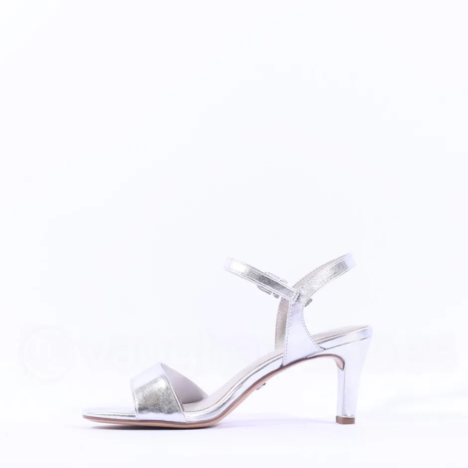 Women Tamaris Meliah Mid Heel Sandal - Silver