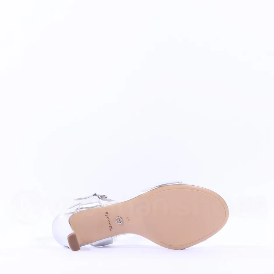 Women Tamaris Meliah Mid Heel Sandal - Silver