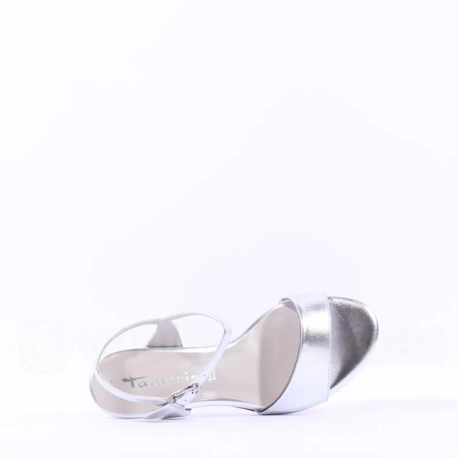 Women Tamaris Meliah Mid Heel Sandal - Silver