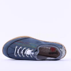 Women Rieker Memory Foam Elasticated Laces - Blue