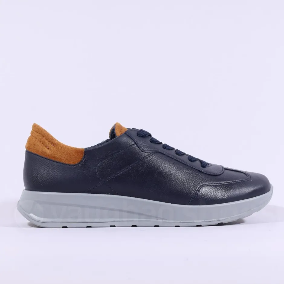 Ara Men Matteo Sport Lace Wide Fit Shoe - Navy Tan