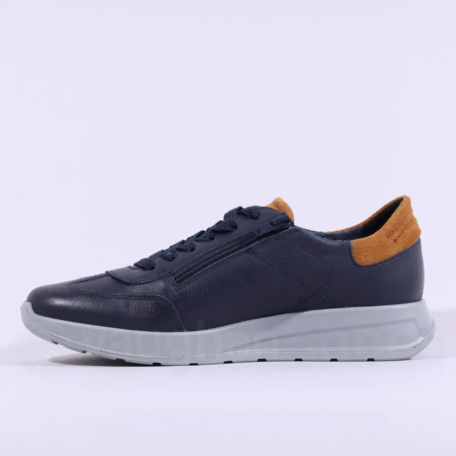 Ara Men Matteo Sport Lace Wide Fit Shoe - Navy Tan