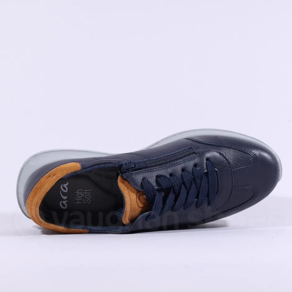 Ara Men Matteo Sport Lace Wide Fit Shoe - Navy Tan