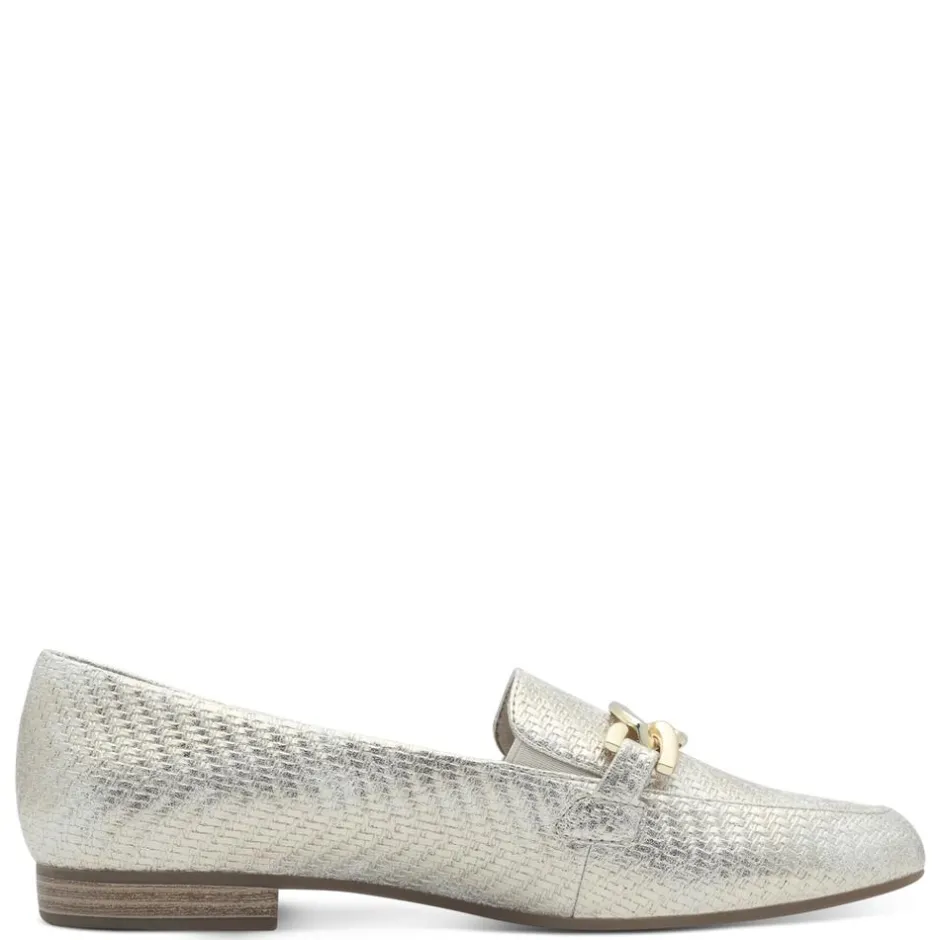Women Jana Mena Link Detail Slip On Loafer - Gold Metallic