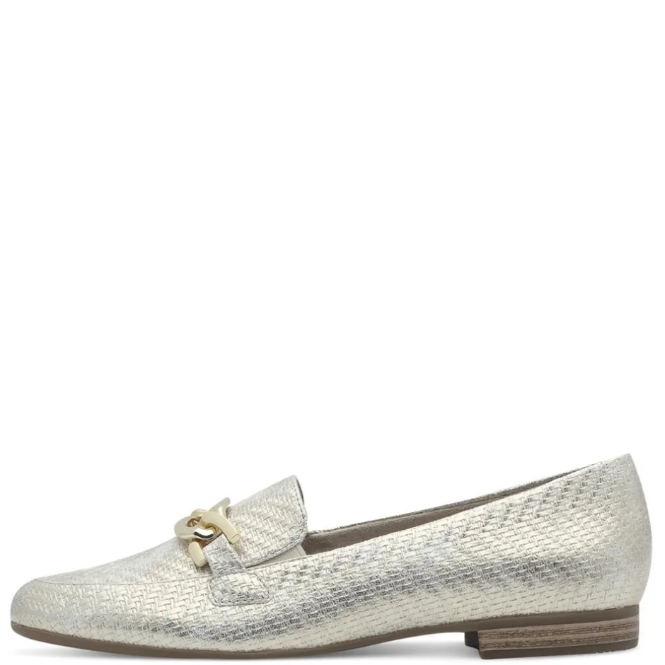 Women Jana Mena Link Detail Slip On Loafer - Gold Metallic