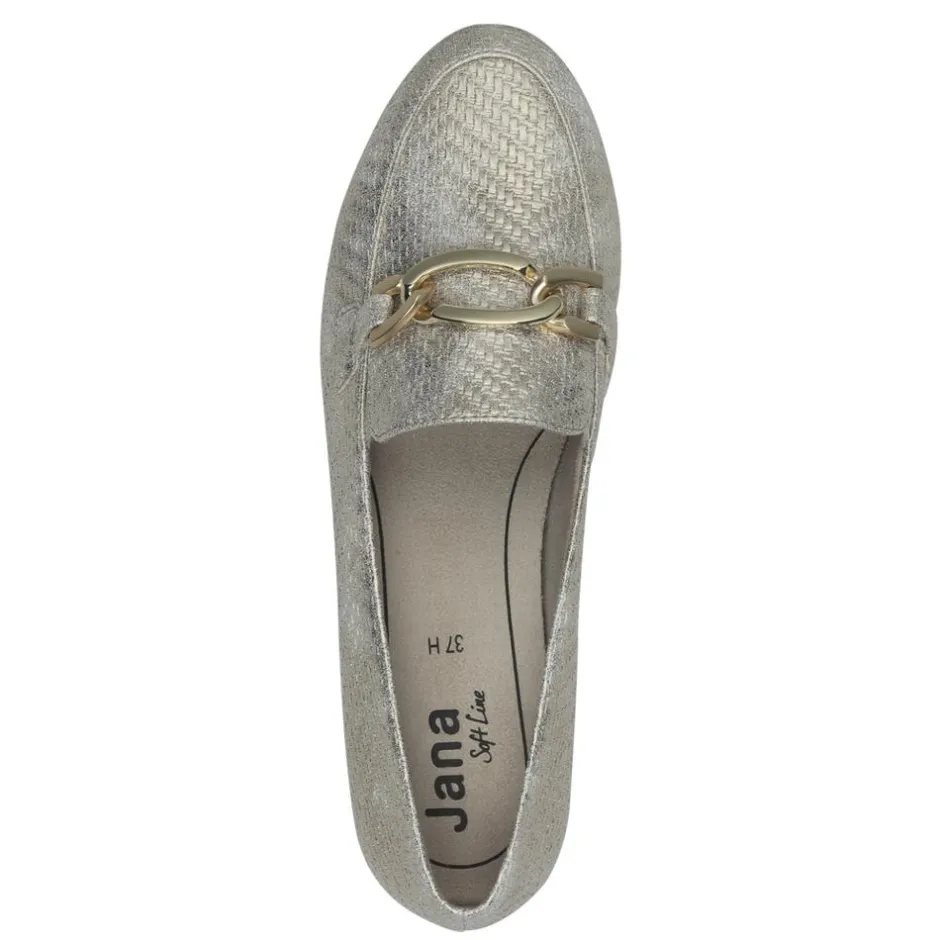Women Jana Mena Link Detail Slip On Loafer - Gold Metallic