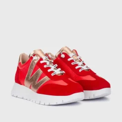 Women Wonders Meri 2 Tone Bungee Lace Trainer - Red Gold