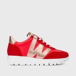 Women Wonders Meri 2 Tone Bungee Lace Trainer - Red Gold