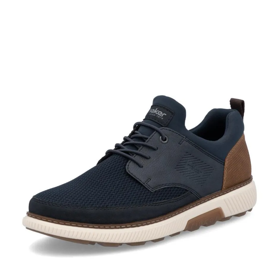 Rieker Men Mesh Front Slip On Shoe - Navy Tan