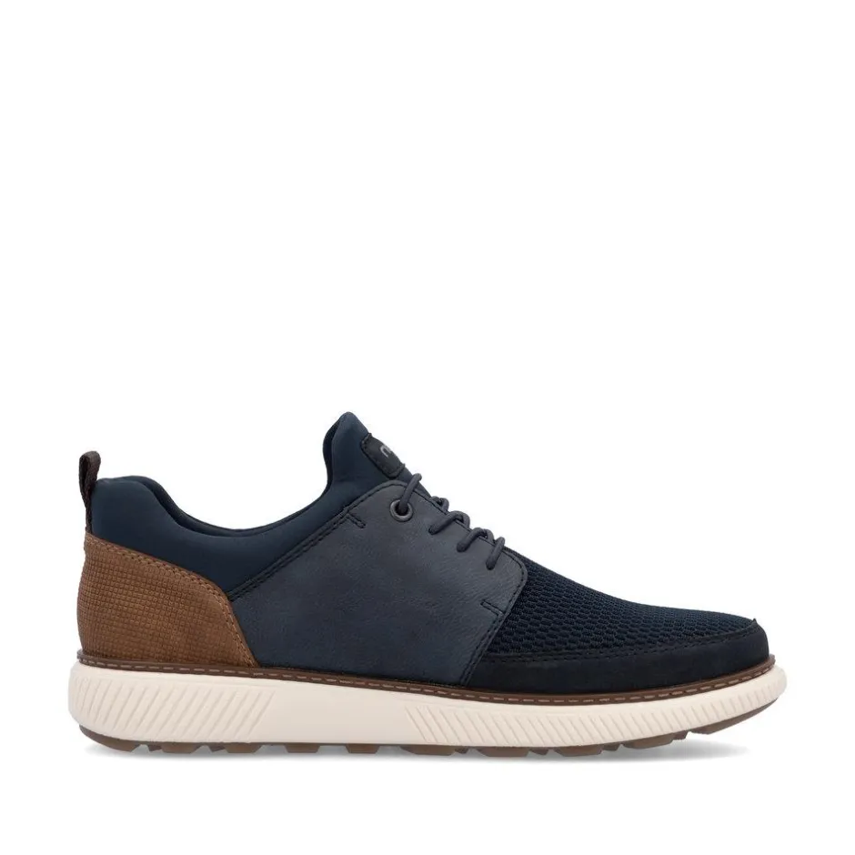 Rieker Men Mesh Front Slip On Shoe - Navy Tan