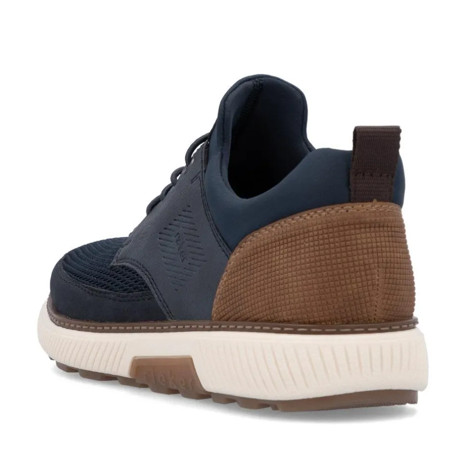 Rieker Men Mesh Front Slip On Shoe - Navy Tan