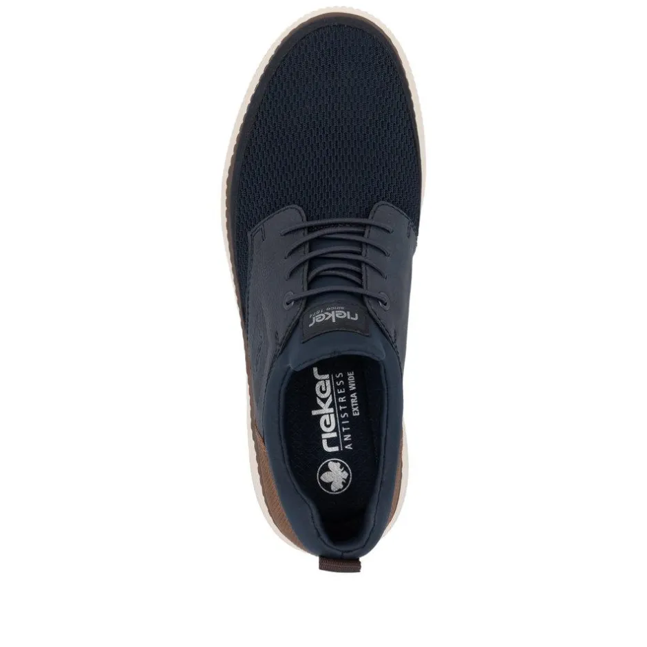Rieker Men Mesh Front Slip On Shoe - Navy Tan