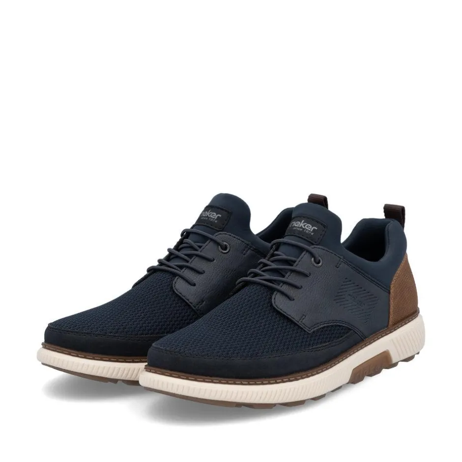 Rieker Men Mesh Front Slip On Shoe - Navy Tan