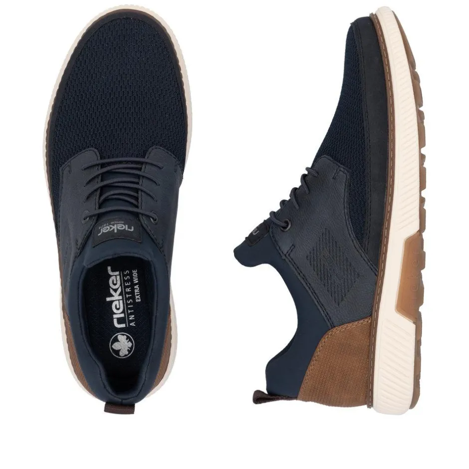 Rieker Men Mesh Front Slip On Shoe - Navy Tan