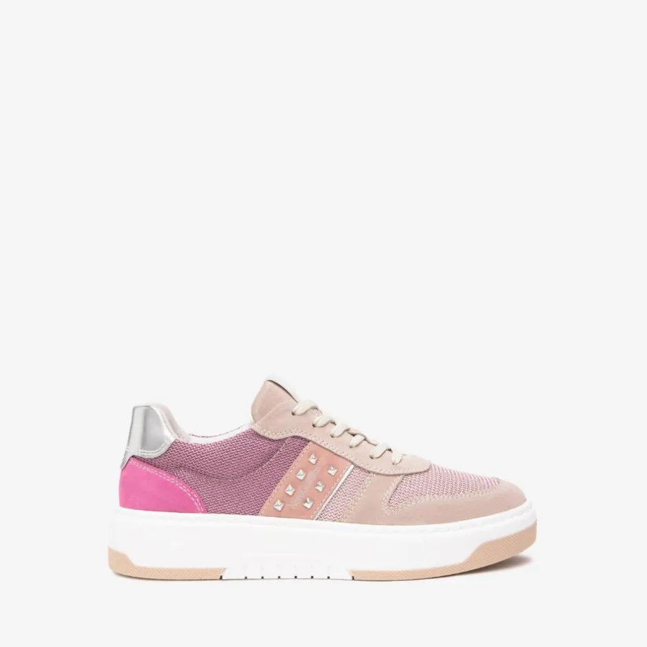 Women NeroGiardini Mesh Platform Laced Trainer - Pink Combi