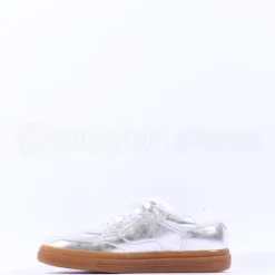 Women Paul Green Metallic Gumsole Trainer - Silver Leather