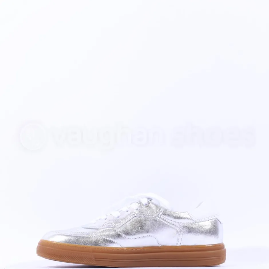 Women Paul Green Metallic Gumsole Trainer - Silver Leather
