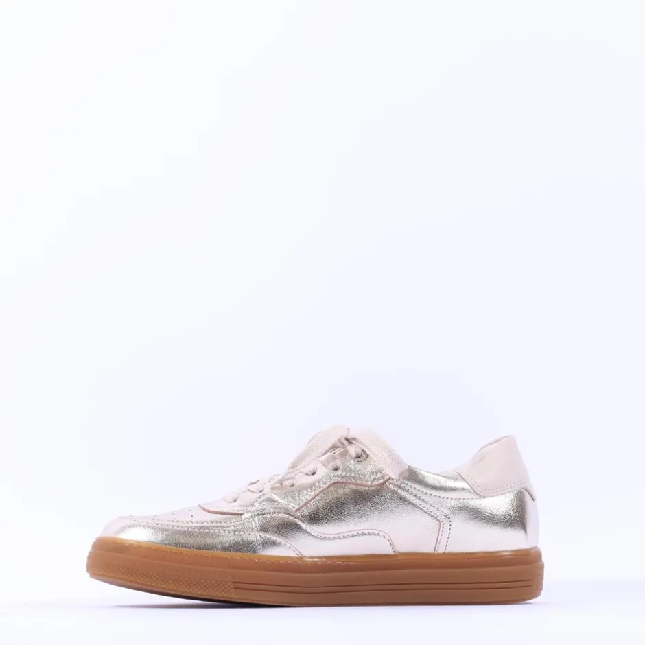 Women Paul Green Metallic Gumsole Trainer - Gold Leather