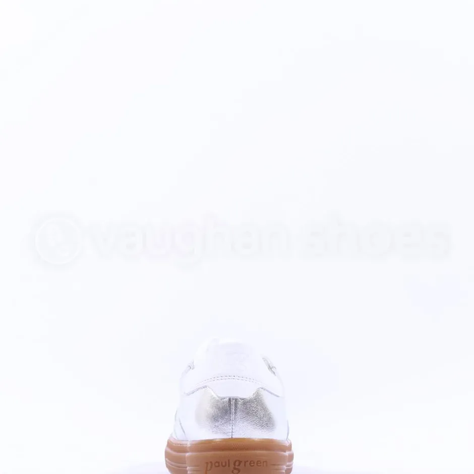 Women Paul Green Metallic Gumsole Trainer - Silver Leather