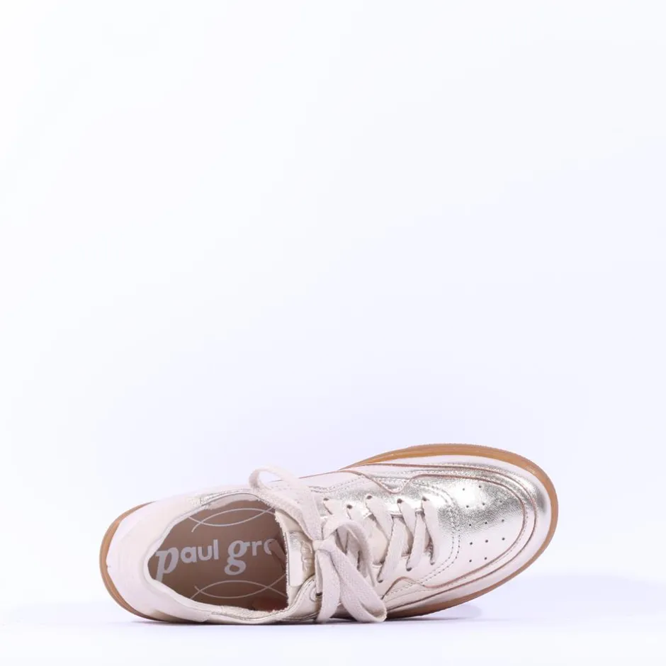 Women Paul Green Metallic Gumsole Trainer - Gold Leather