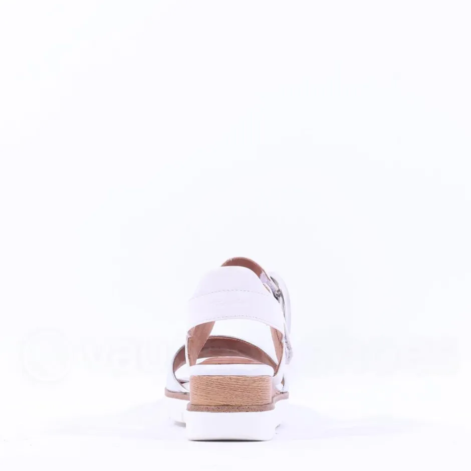 Women Tamaris Michi Wedge Ring Buckle Sandal - White Silver