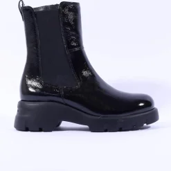 Women Paul Green Mid Calf Chelsea Boot - Black Patent